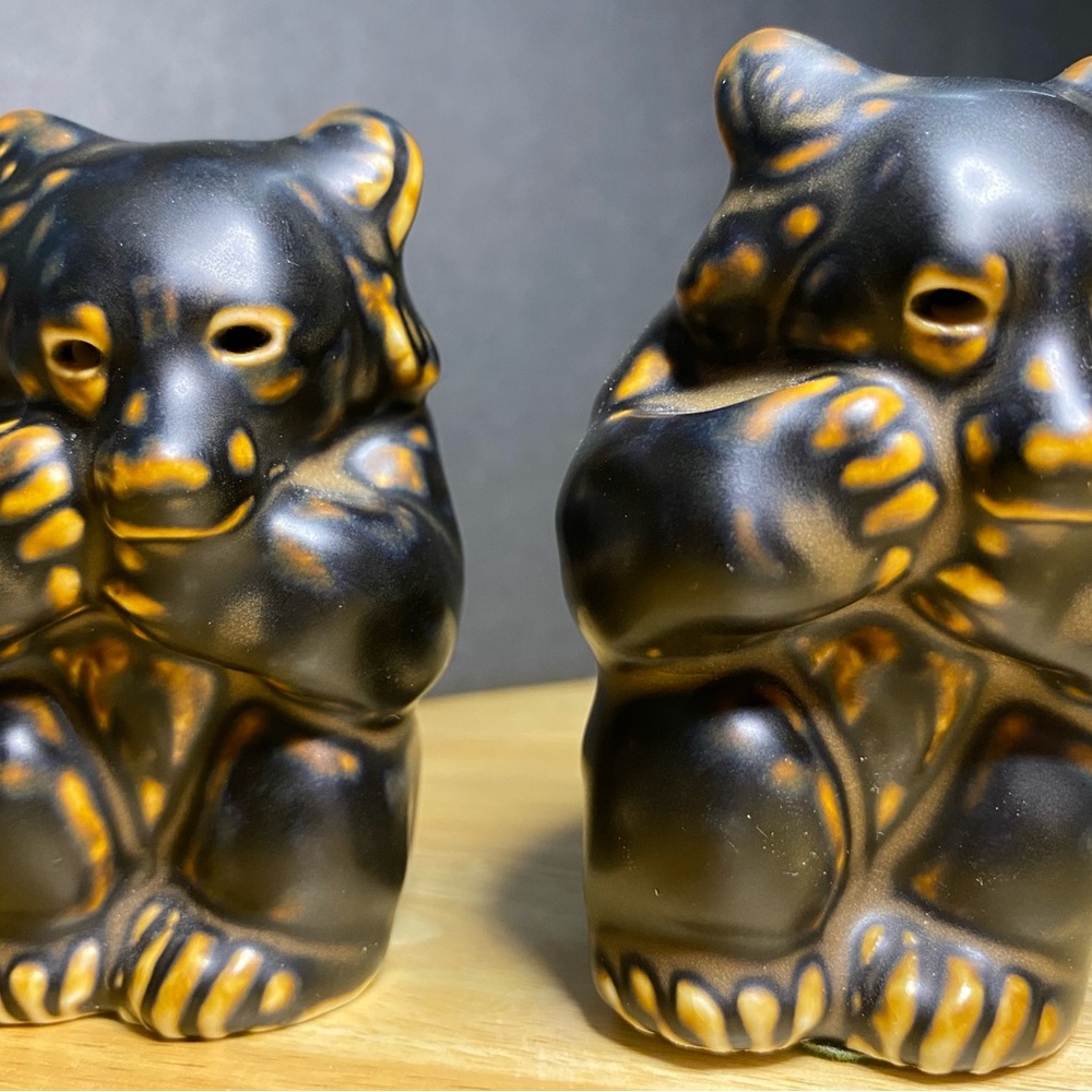 2 Royal Copenhagen Danish Knud Kyhn Bear Cub Porcelain Figurine # 21435 Denmark